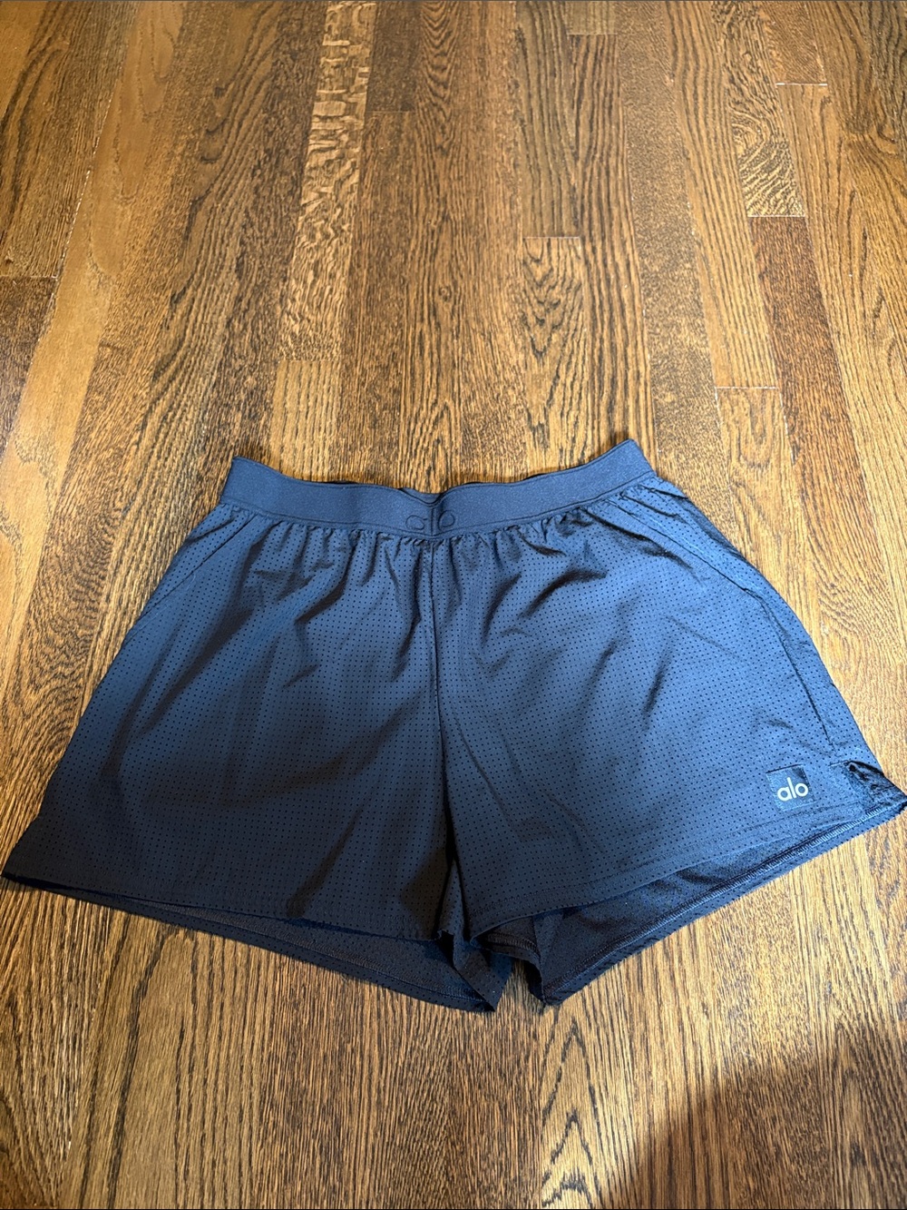 ALO Yoga Women's Black Mesh Athletic Shorts
